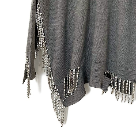 Dodo Bar Or Wool Crystal Fringe Gray Mark Sweater Sz 42 US 4 6 New - Picture 7 of 11